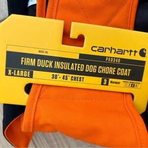 Carhartt firm duck insulated chore coat XL, 30-45 inch chest, orange dog jacket